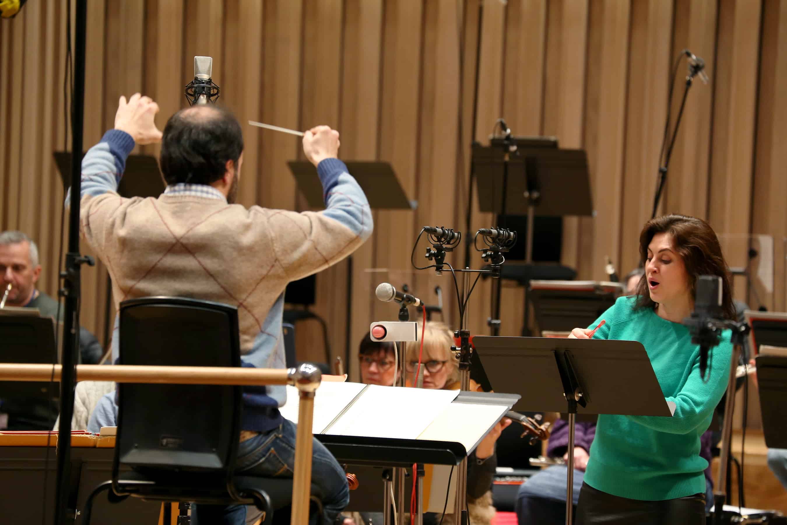 Venera Gimadieva recording session Halle Orchestra with conductor Gianluca Marcianò. Picture by Robert Piwko
